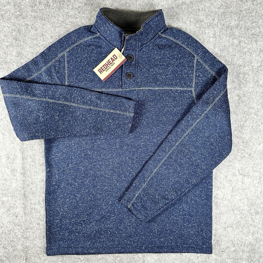 Red Head Brand Co Pullover Mens XL Blue Heather Mock Neck Henley Fleece Warm New
